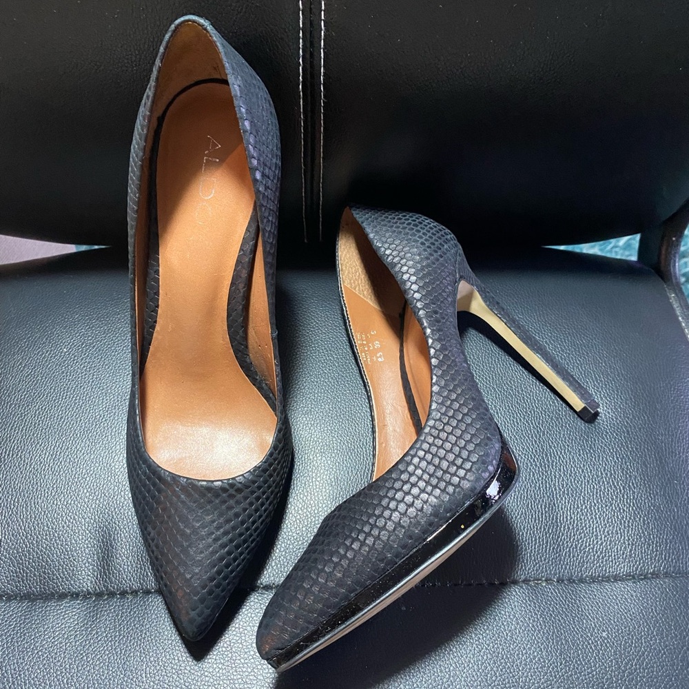 Aldo Black Textured Heels